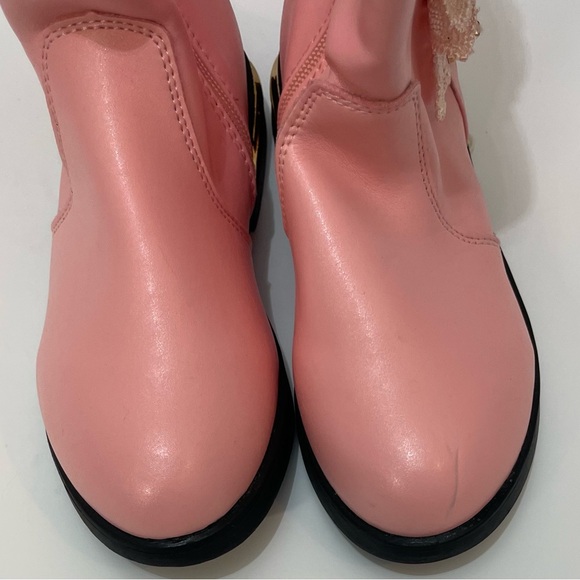 Kids Pink Bow Lace Riding Boots - Picture 6 of 8